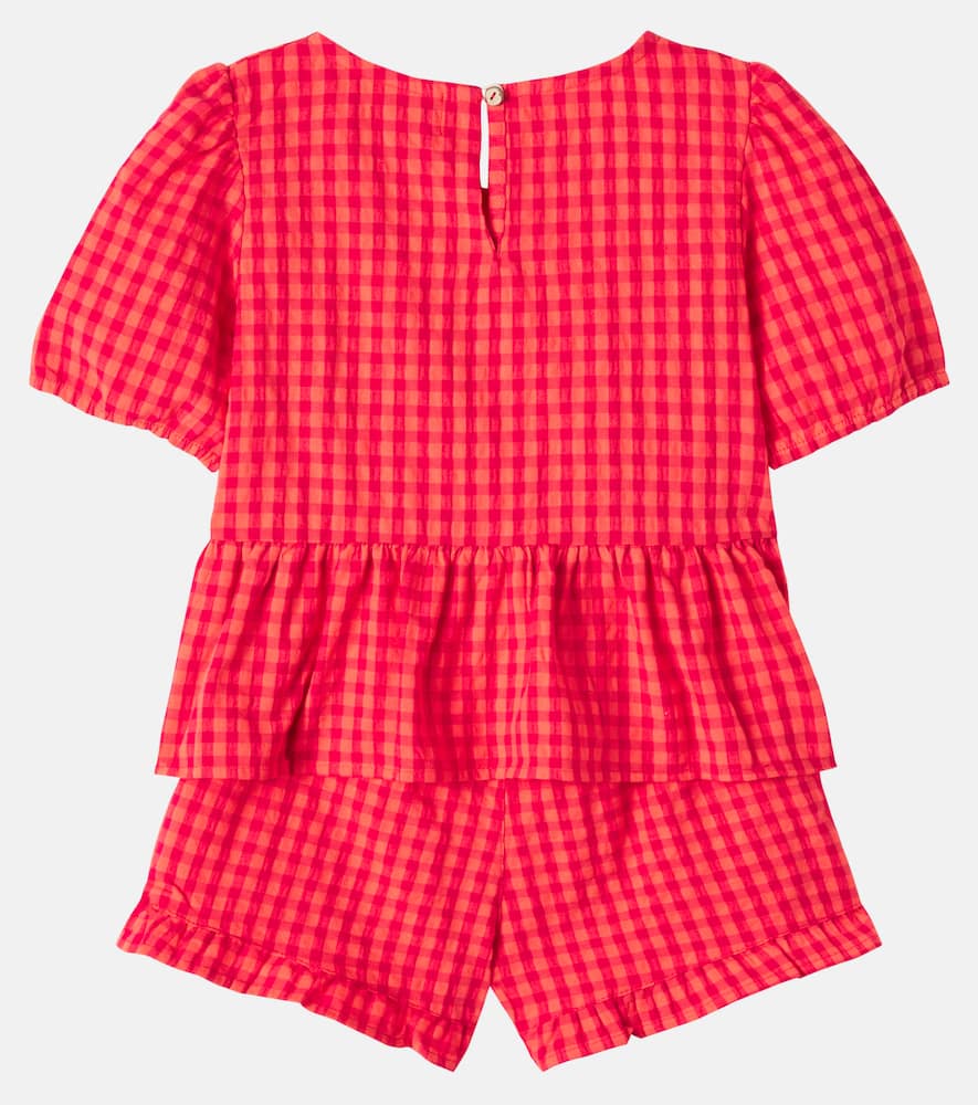 Joy checked cotton top and shorts set