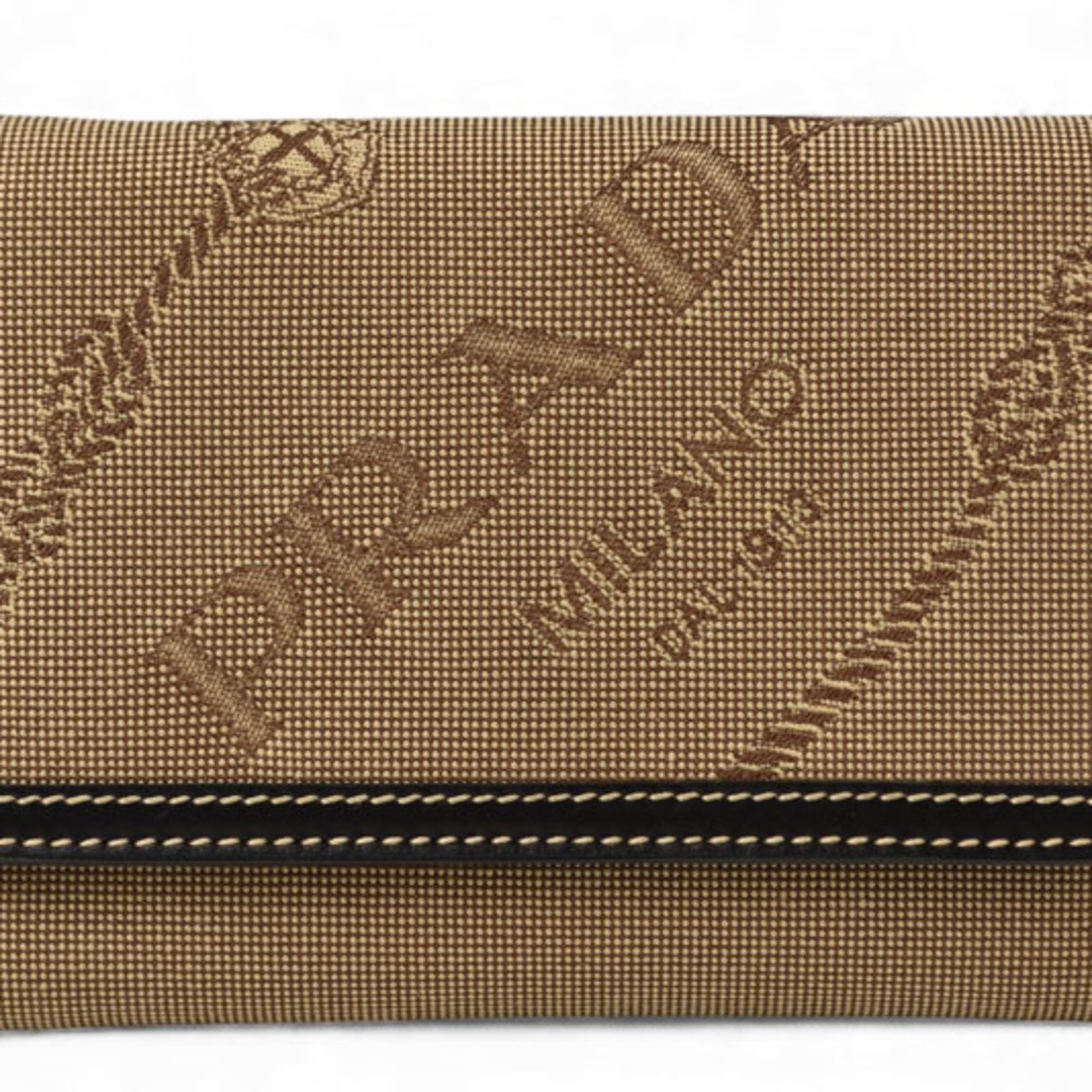 Prada Beige Black Canvas Wallet Tri-Fold Pre-Owned