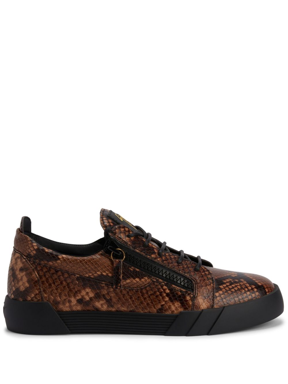 Frankie snakeskin-print leather sneakers - Brown
