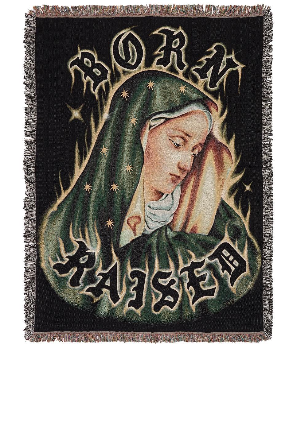 Born x Raised Guadalupe Blanket in Black - Black. a