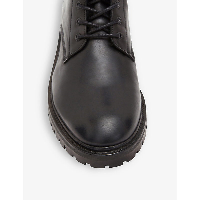 Mens Black Tobias Lace-up Leather Ankle Boots