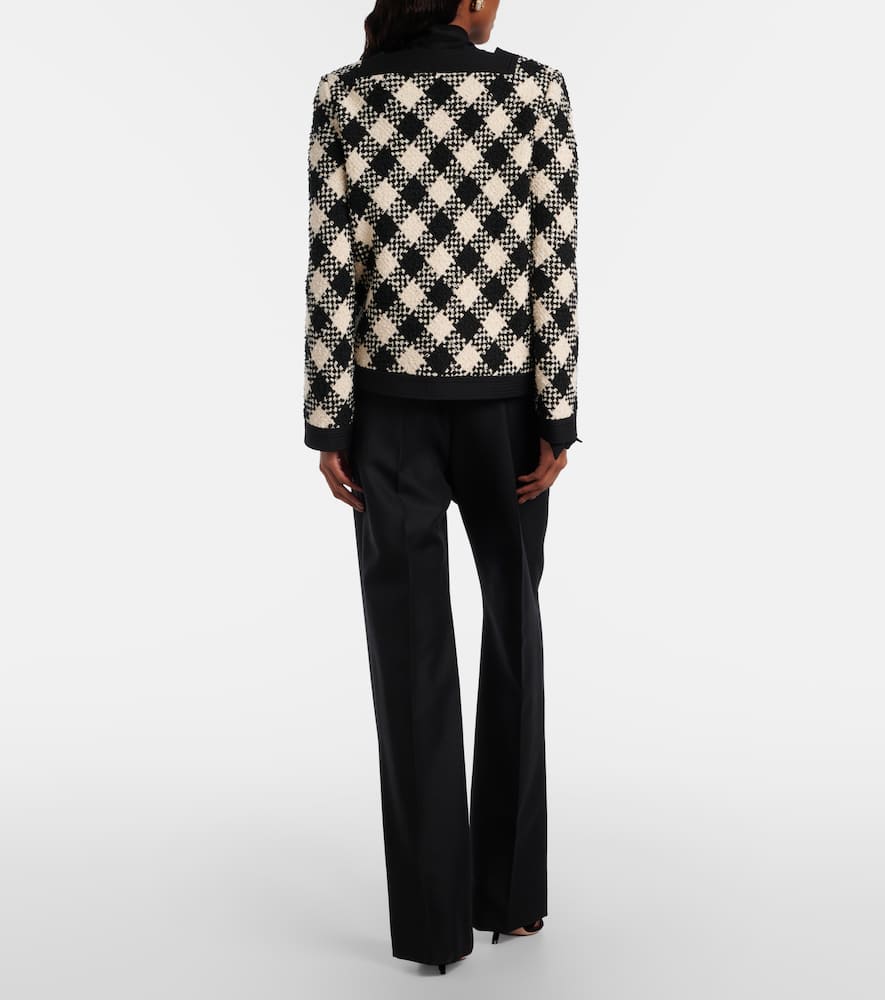 Bow-detail wool and mohair straight pants