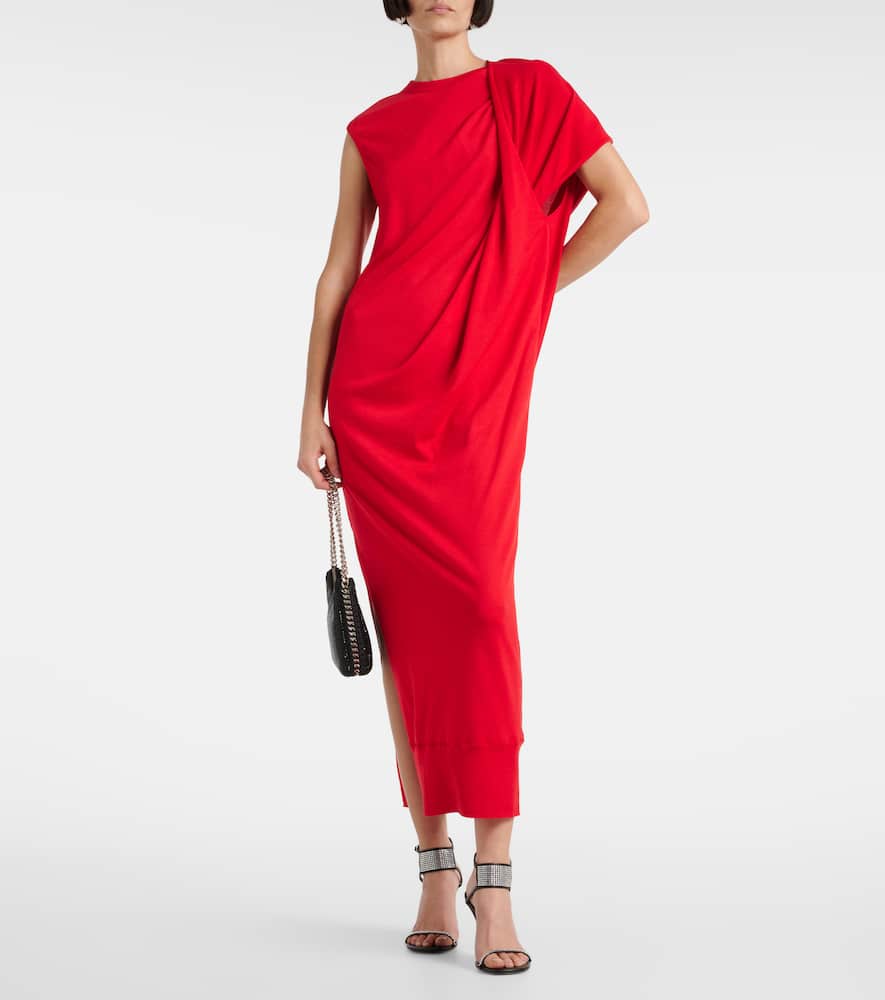 Draped wool maxi dress
