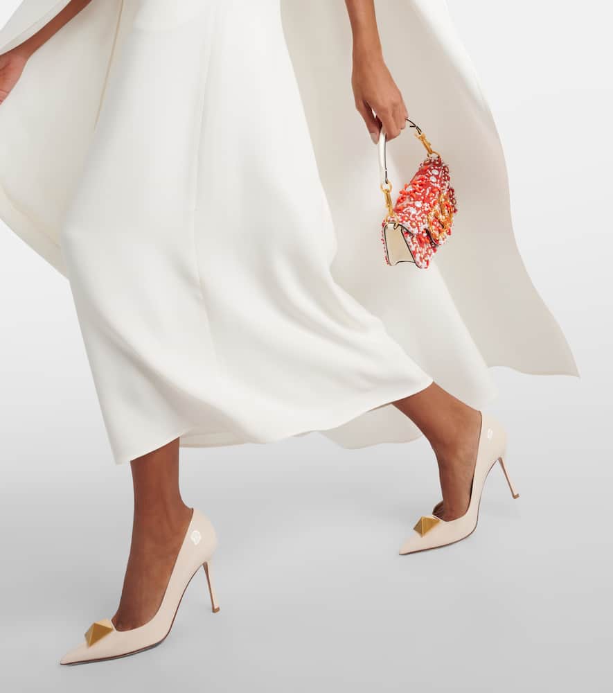 Caped asymmetric silk midi dress