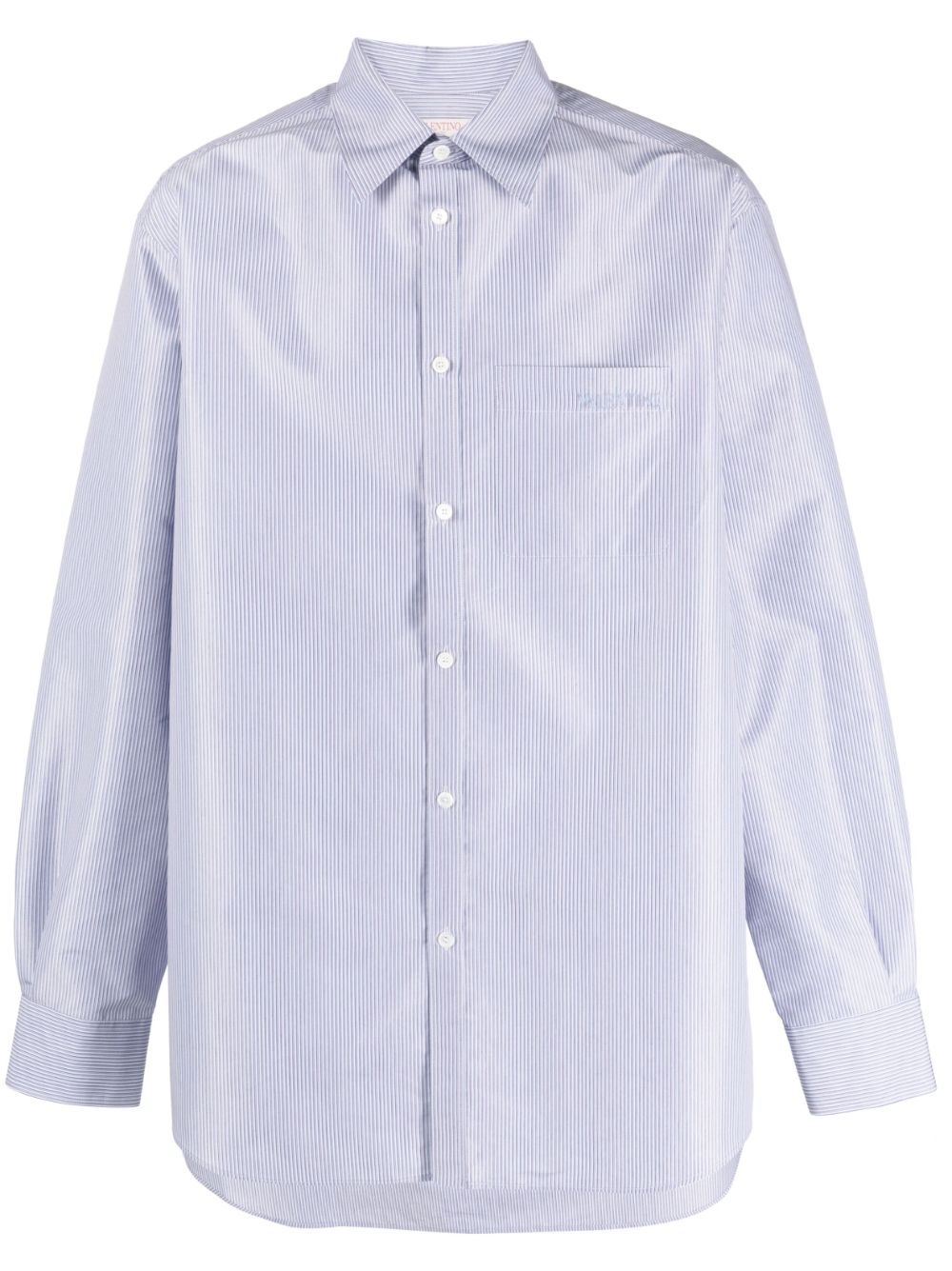Logo-embroidered textured shirt - Blue
