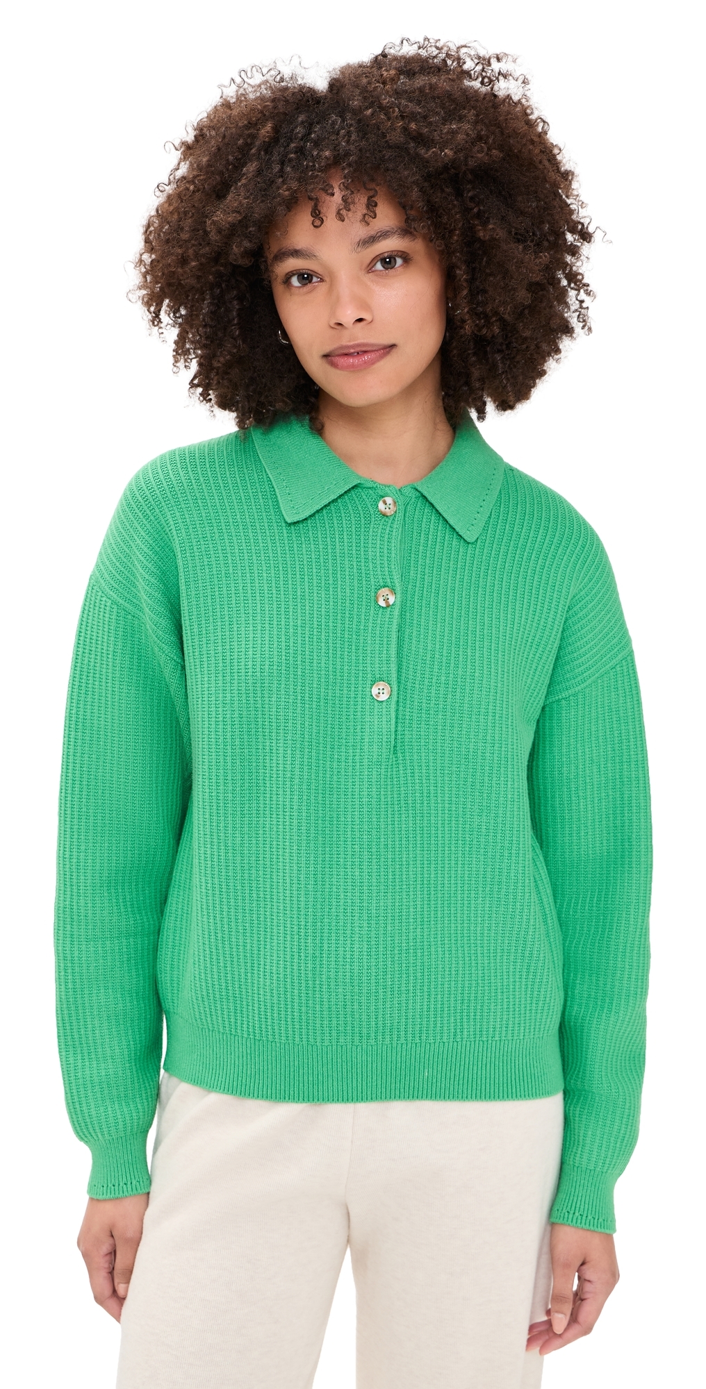 Marlie Knit Polo Sweater Green Spruce