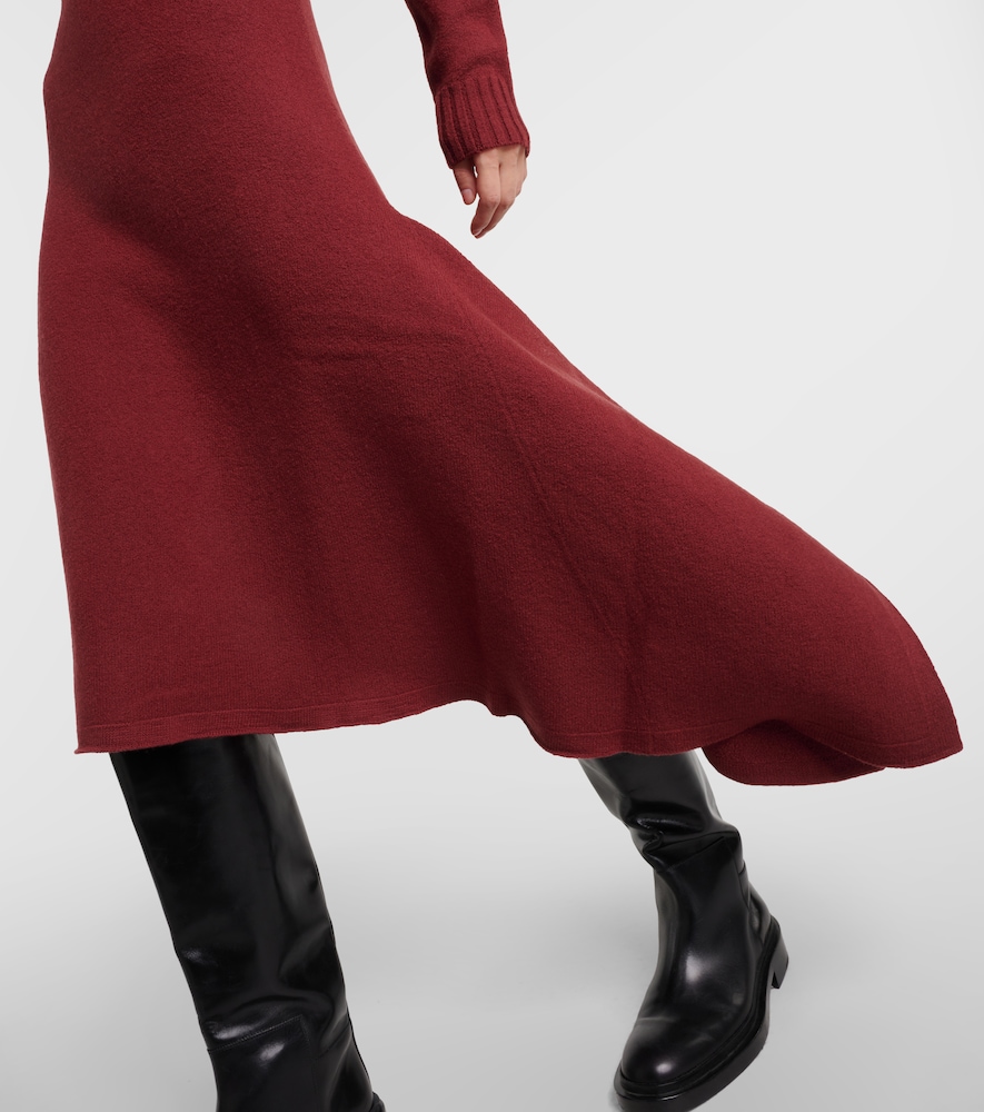 Asymmetric wool maxi dress