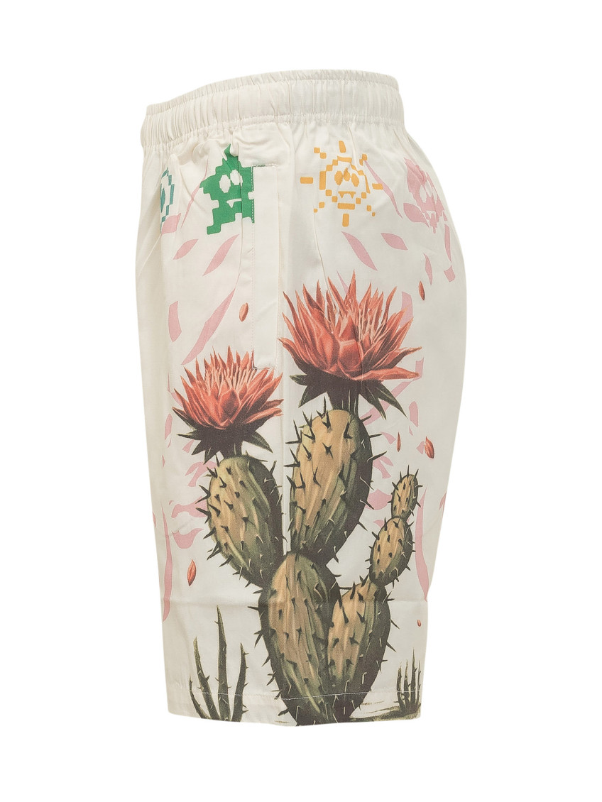 Beige Graphic Shorts