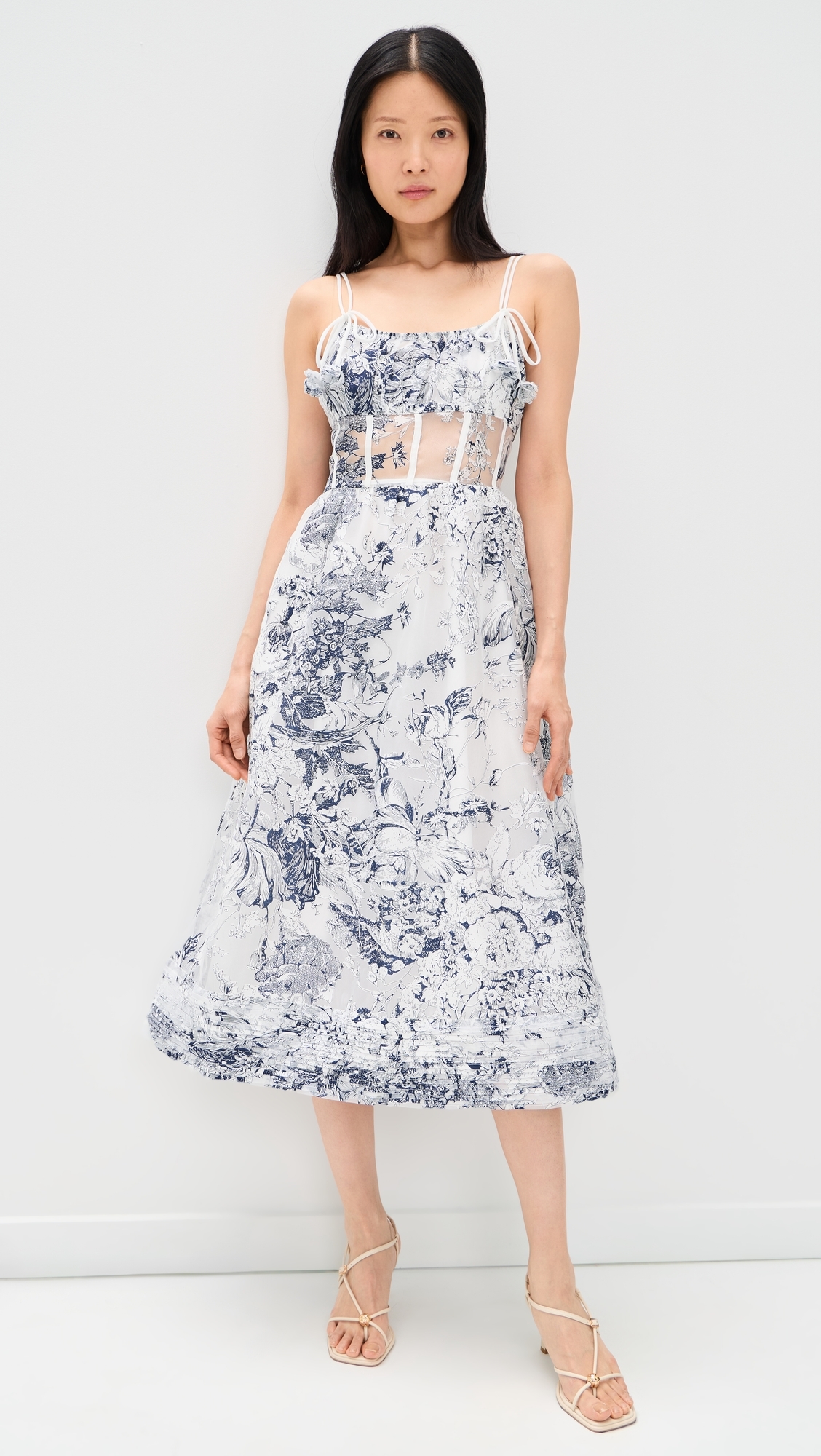 Cyrus Midi Dress White Navy