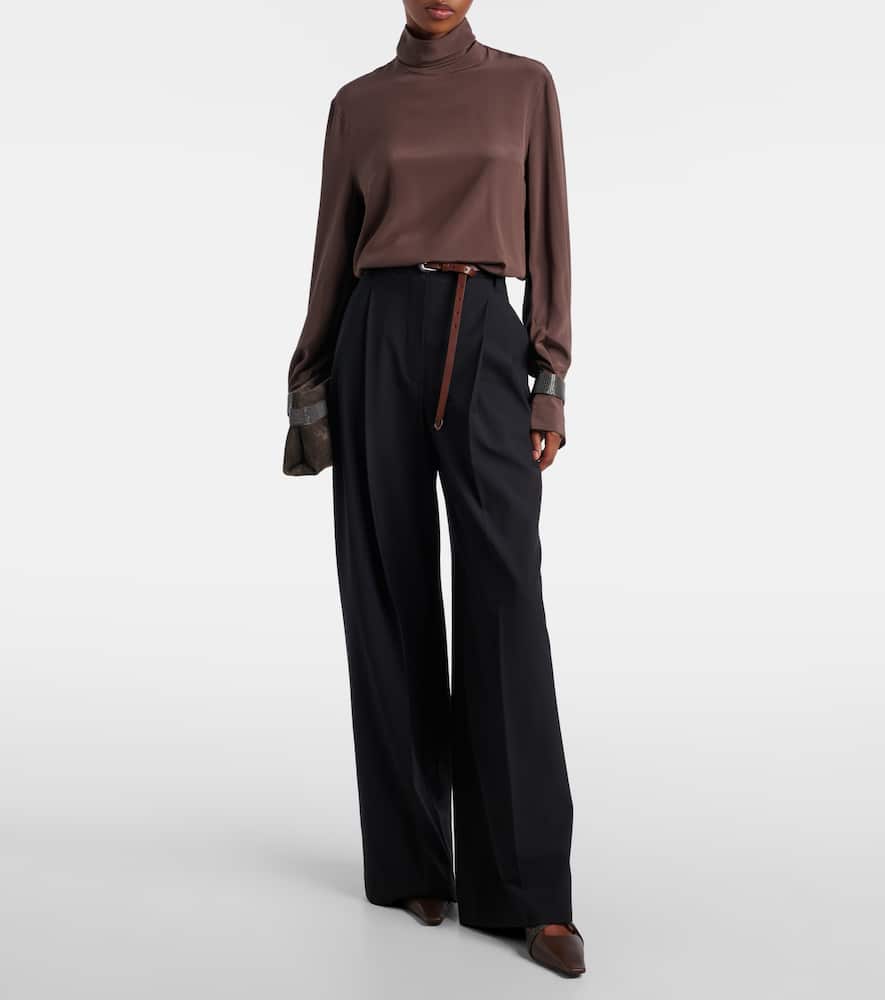 Monili turtleneck silk blouse
