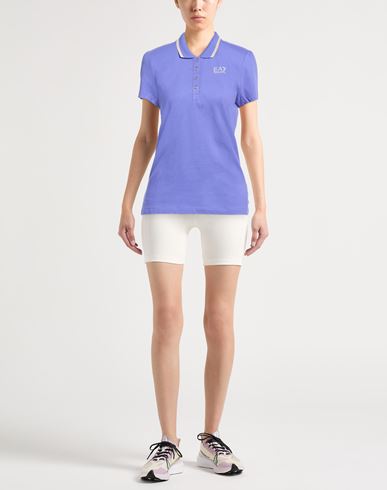 Woman Polo shirt Purple Size M Cotton, Elastane