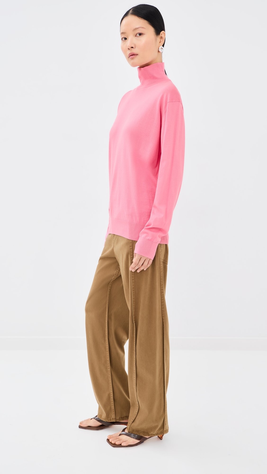 Super Fine Gauge Perfect Turtleneck Pullover Bubble Gum Pink