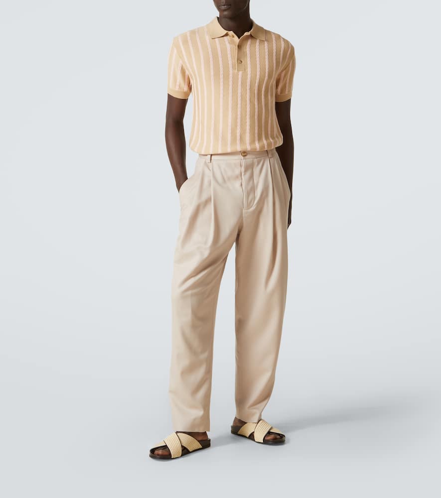 Striped wool polo shirt