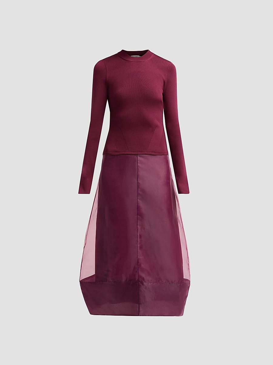 Women's Maril Sheer Skirt Midi Dress - Fig