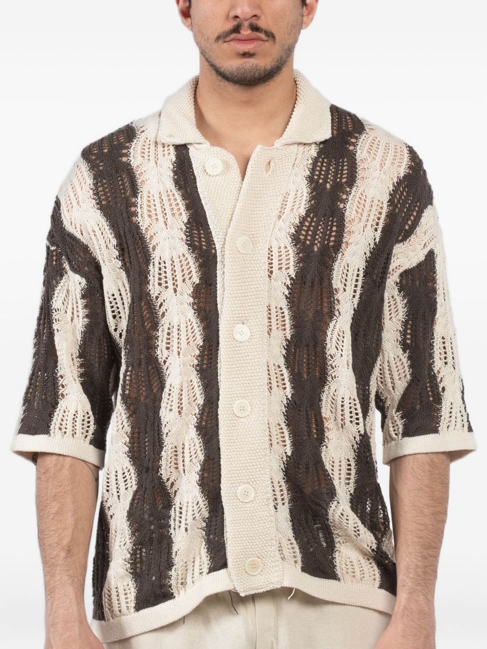 Crochet open-knit shirt - Neutrals