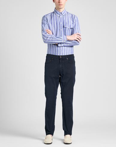 Man Pants Navy Size 33 Cotton, Tencel, Silk, Elastane