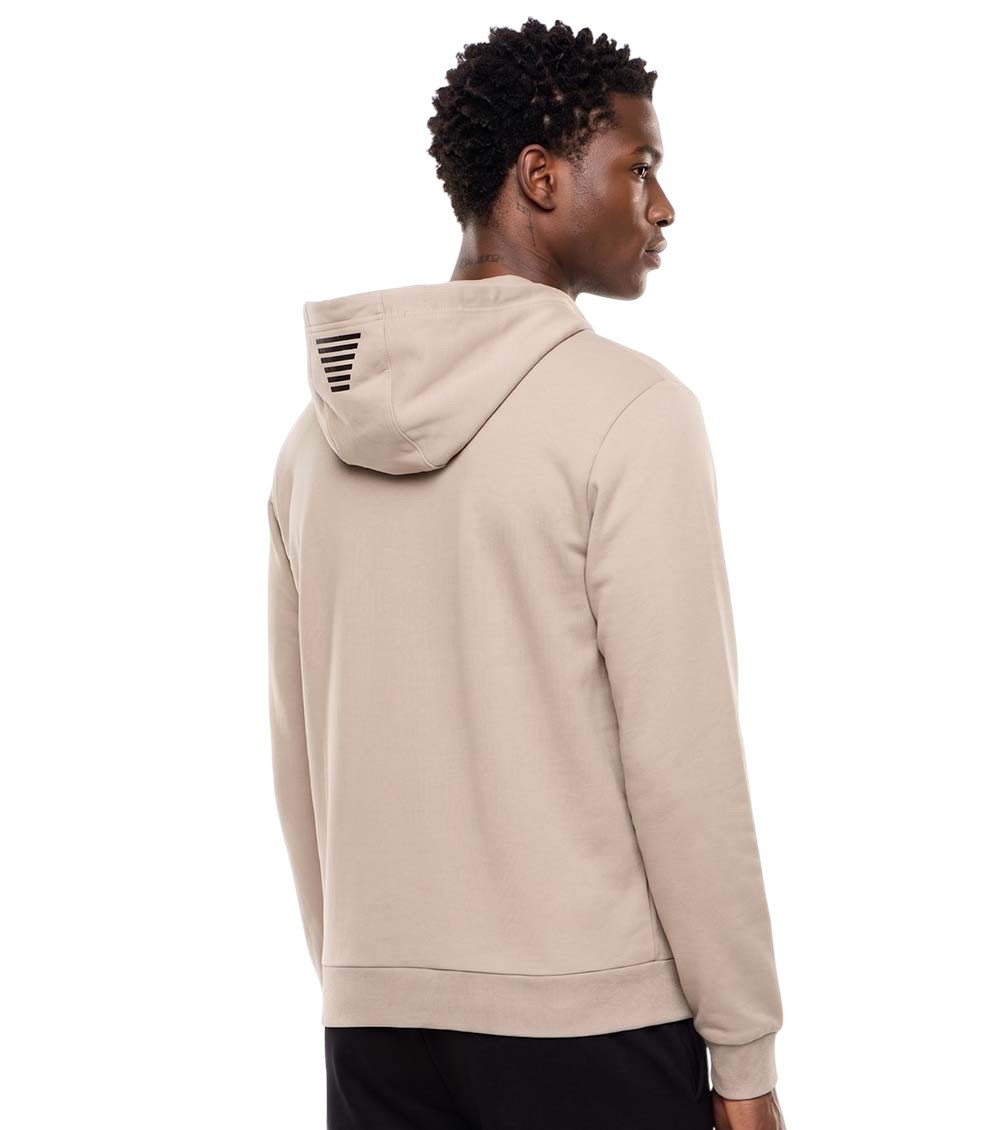 Beige Logo Zip Up Hoodies