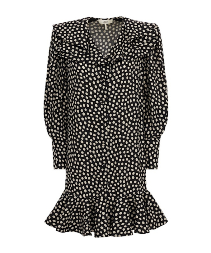 Dot print silk jacquard mini dress