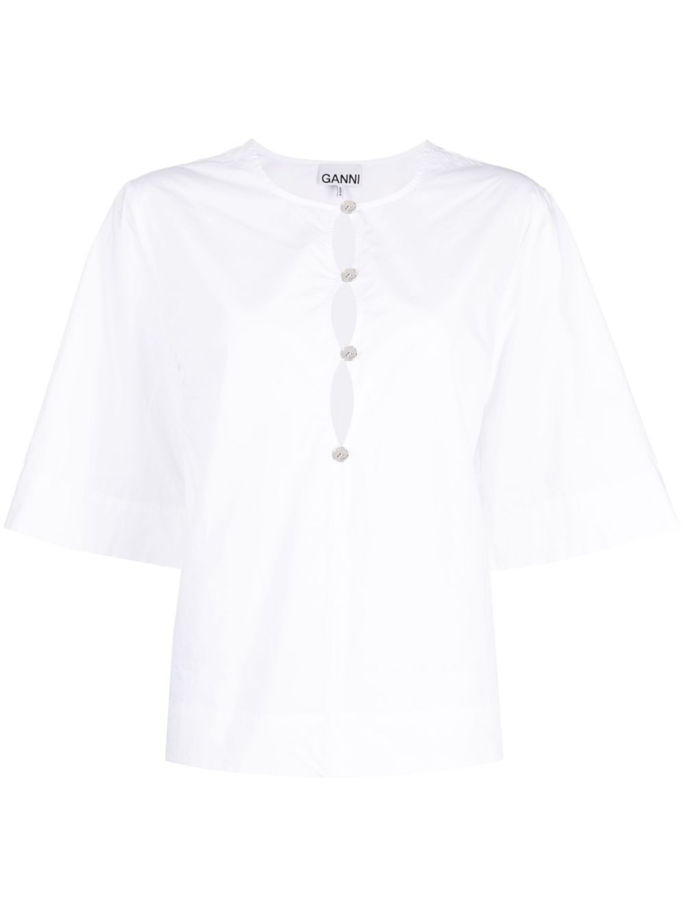 Cut-out poplin blouse - White