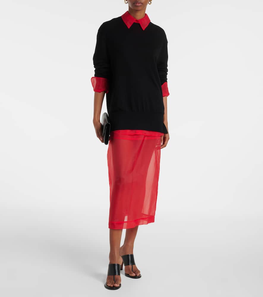 Peri sheer silk-blend midi skirt