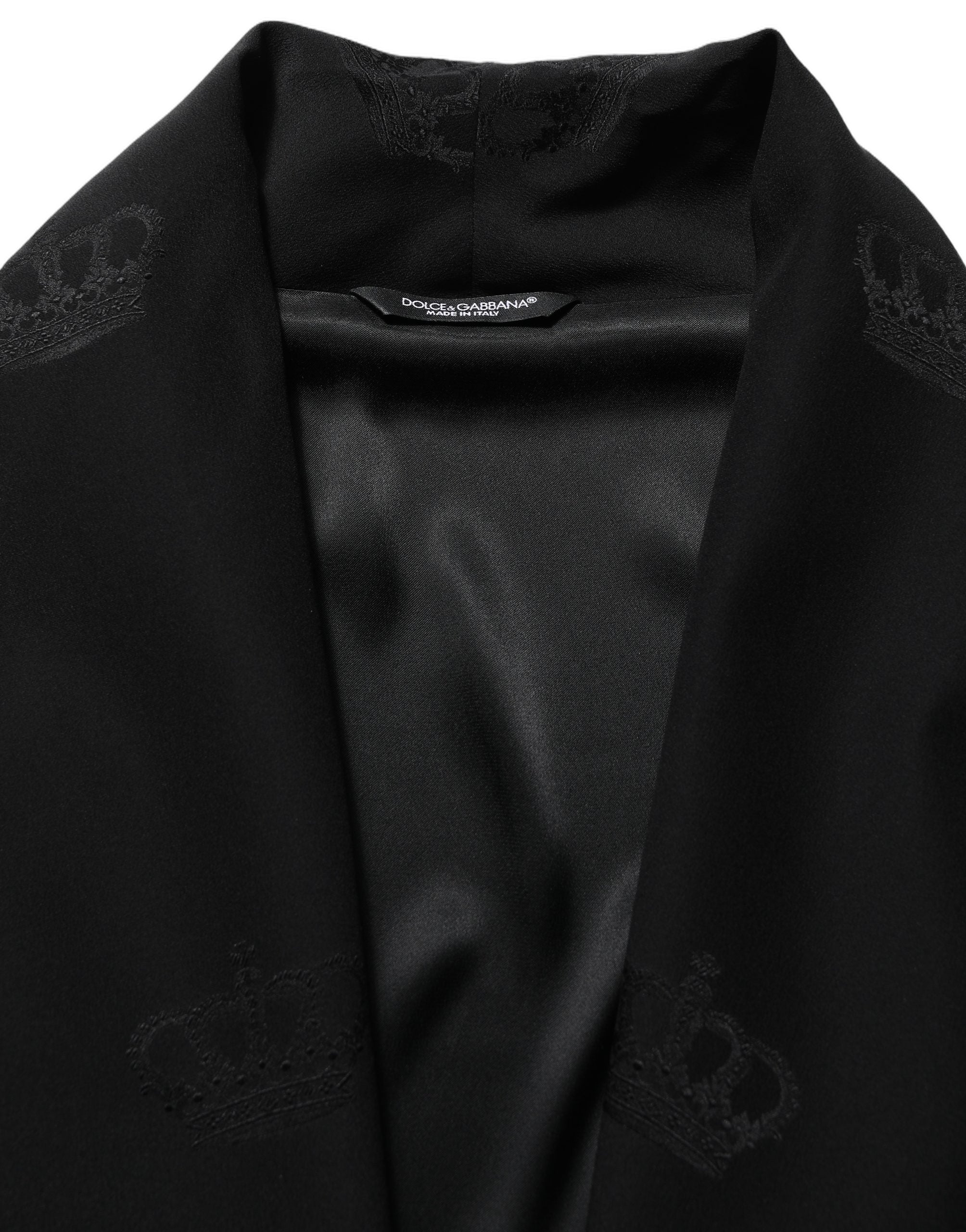 Silk Robe Wrap Coat — Black
