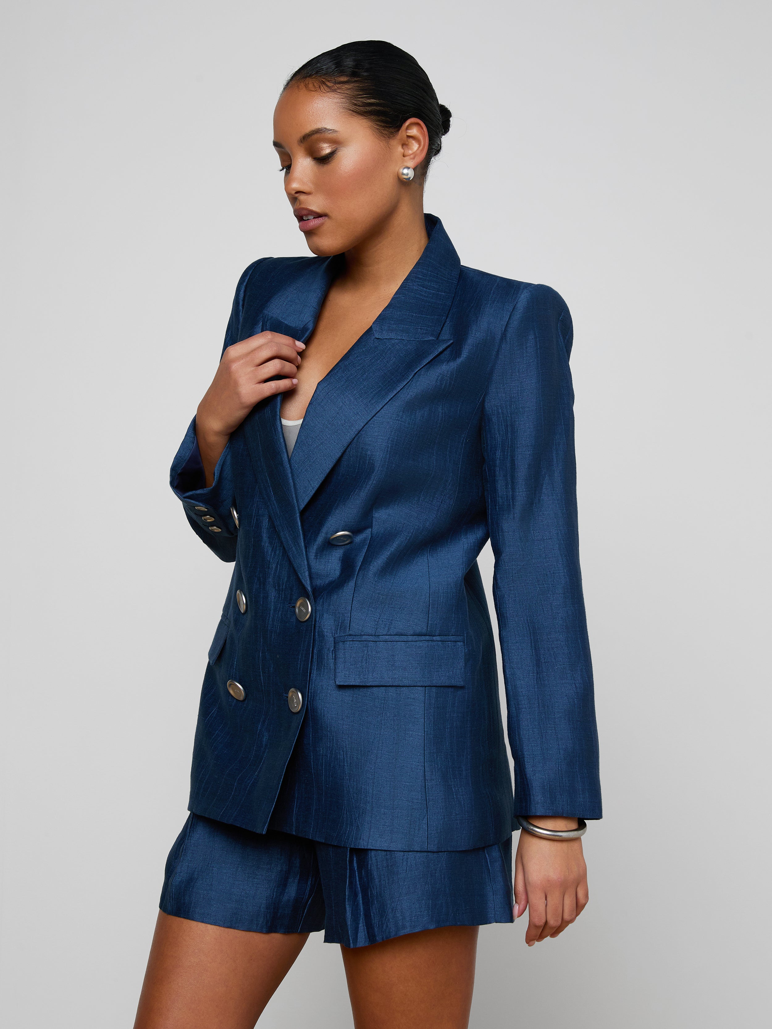 Cambrie Oversized Blazer In Deep Sea Blend