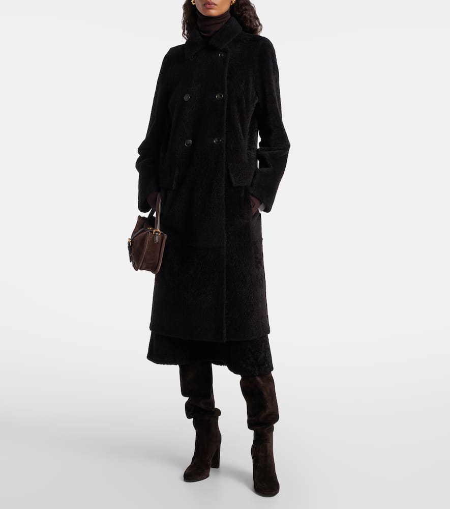 Double-breasted shearling coat
