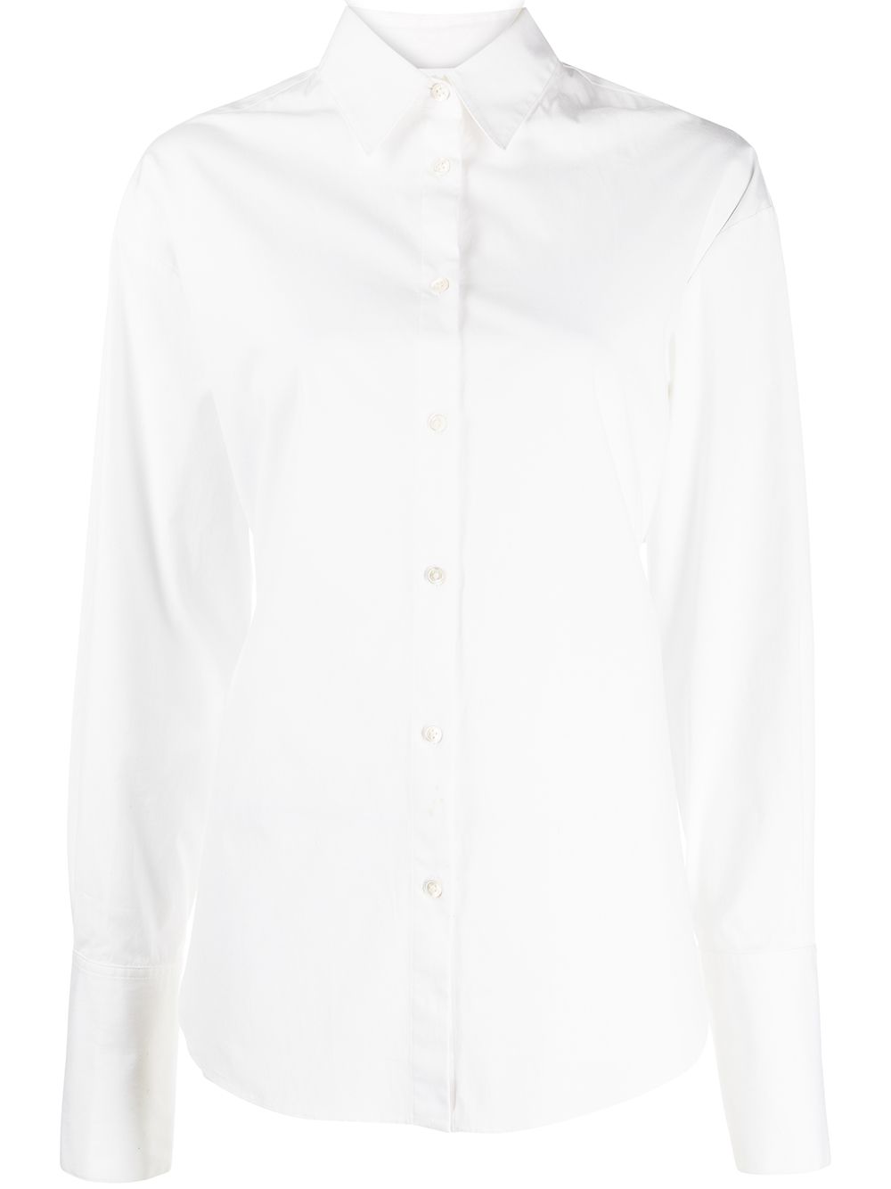 Buckle-fastened cotton shirt - White
