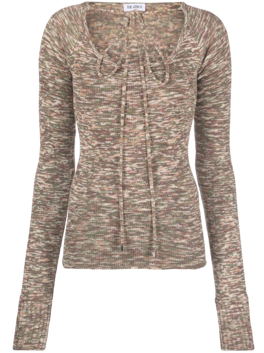 Tie-front knitted top - Brown