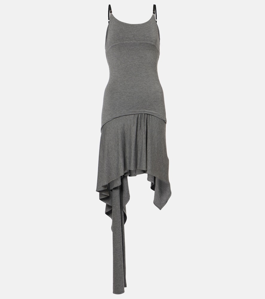 Asymmetric jersey minidress