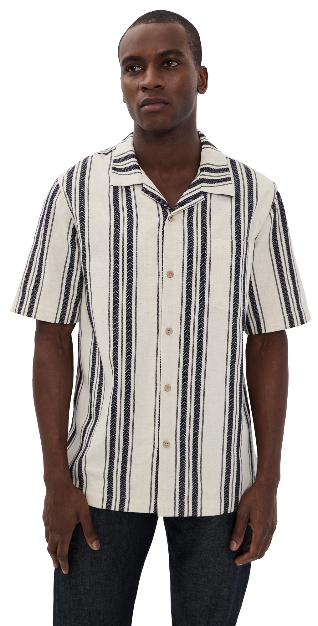 Aloha Dobby Bands Shirt Natural