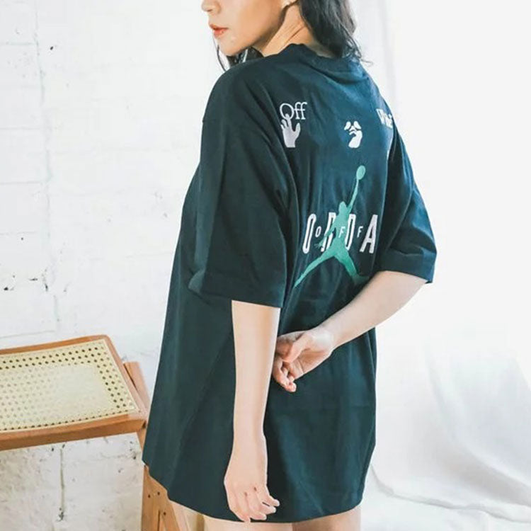 Air x Off-White MJ T-Shirt Asia Sizing 'Black White Forest Green'