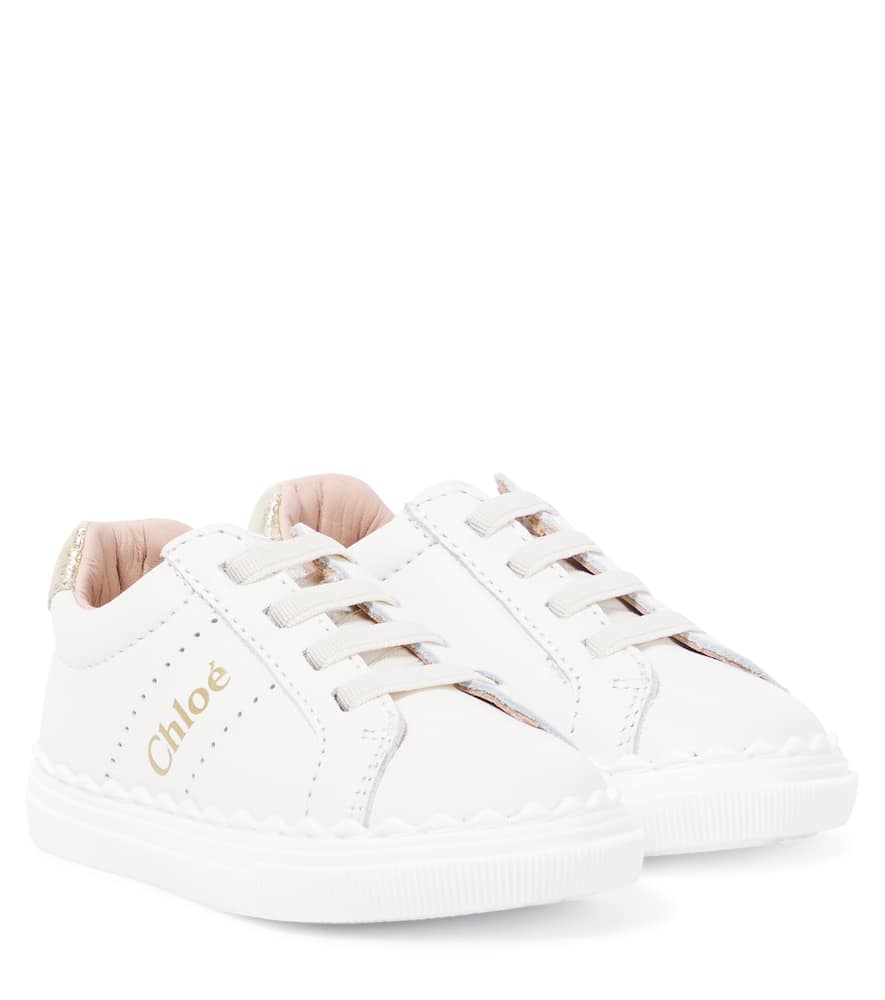 Chloé Kids Baby logo leather sneakers