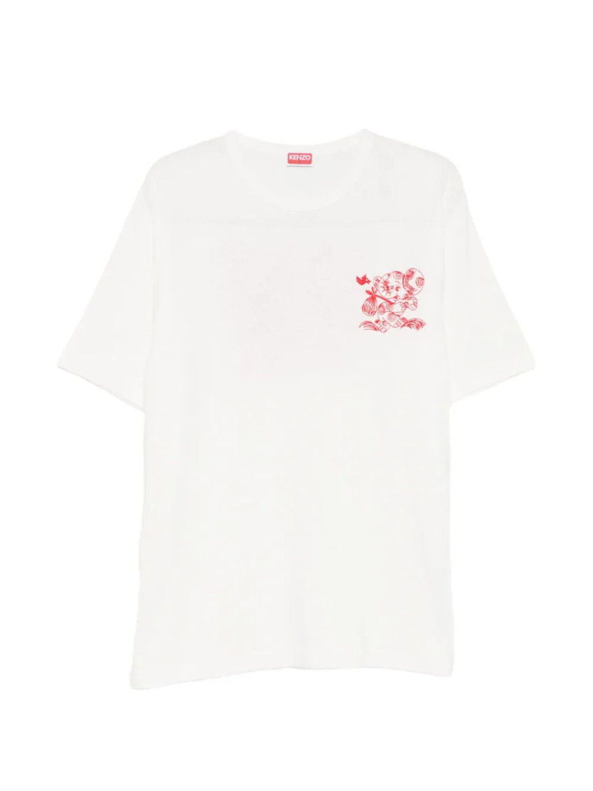 `Cartoon` Embroidered Outlined Cotton T-Shirt