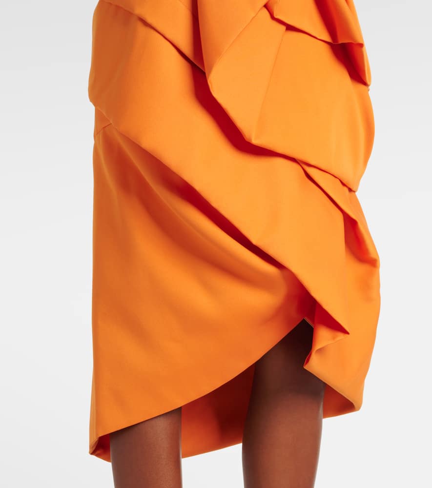 Draped satin midi skirt