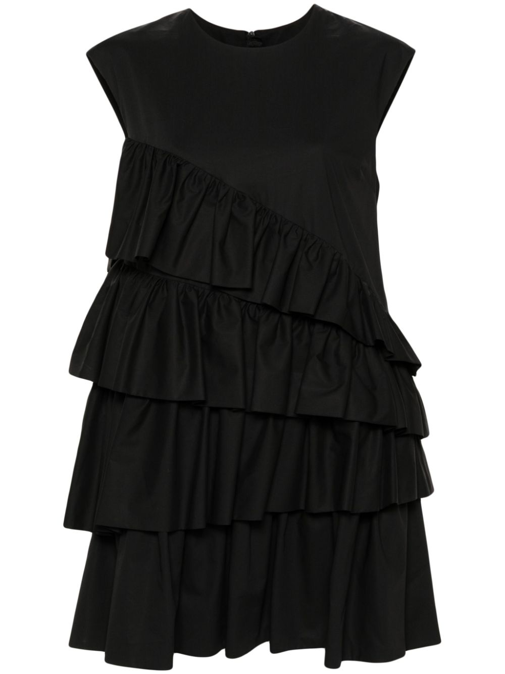 Ruffle-detailing cotton dress - Black