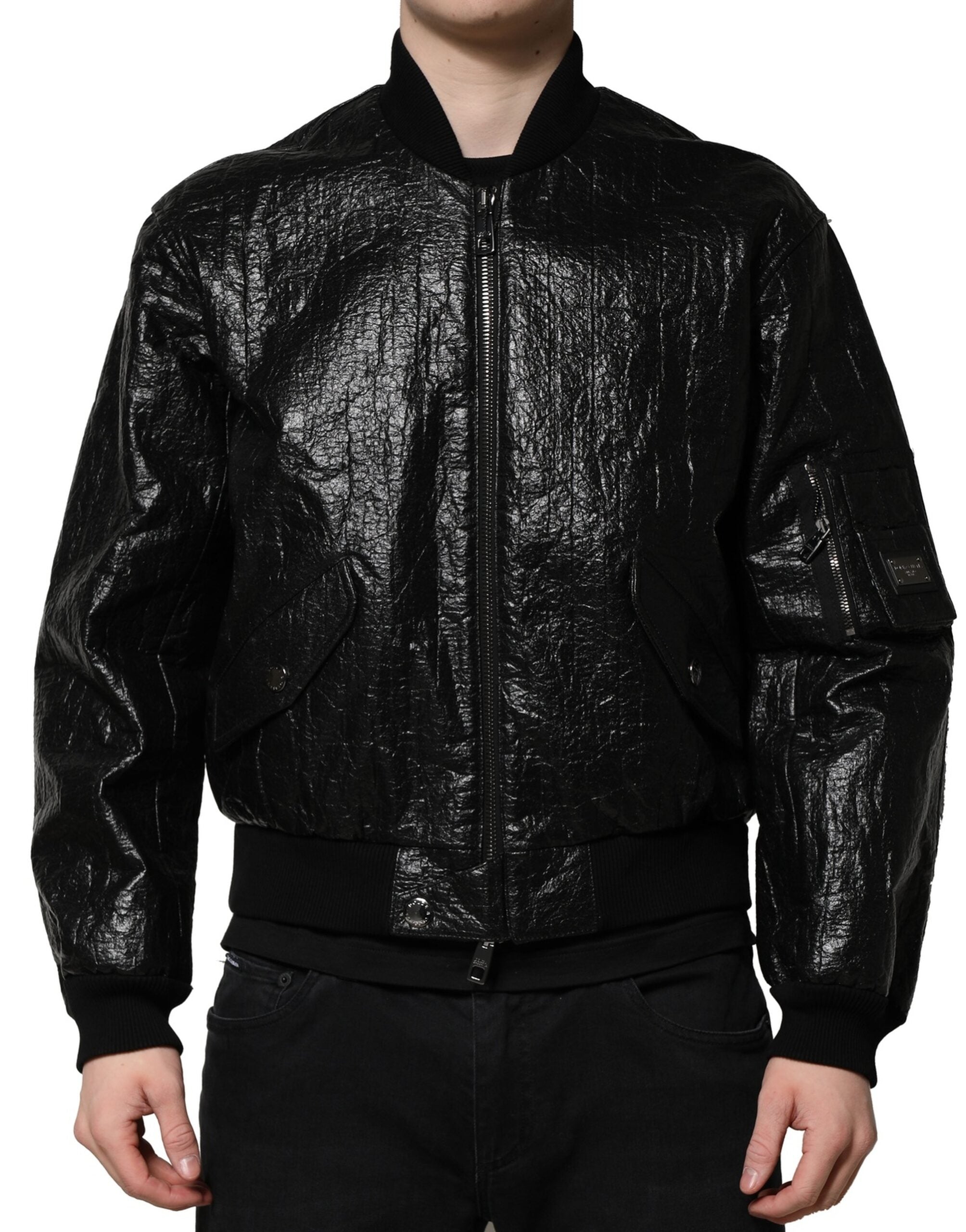 Logo Plaque Bomber Jacket — Black