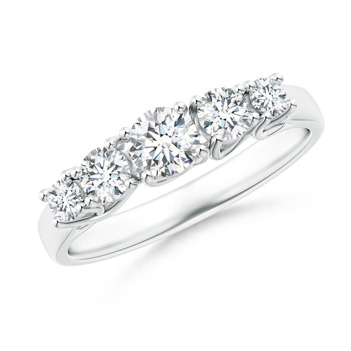 Angara 0.71 CTW Lab-Grown Five Stone Trellis Set Diamond Wedding Ring in Platinum
