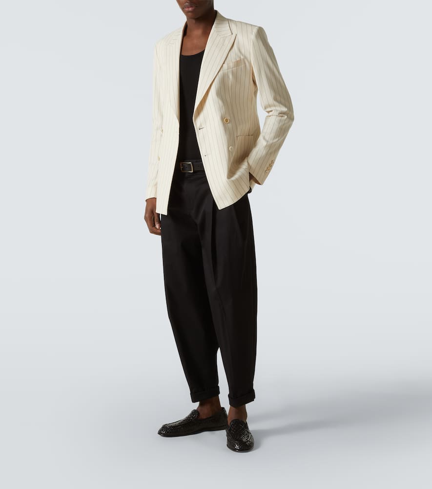 Striped cotton-blend blazer