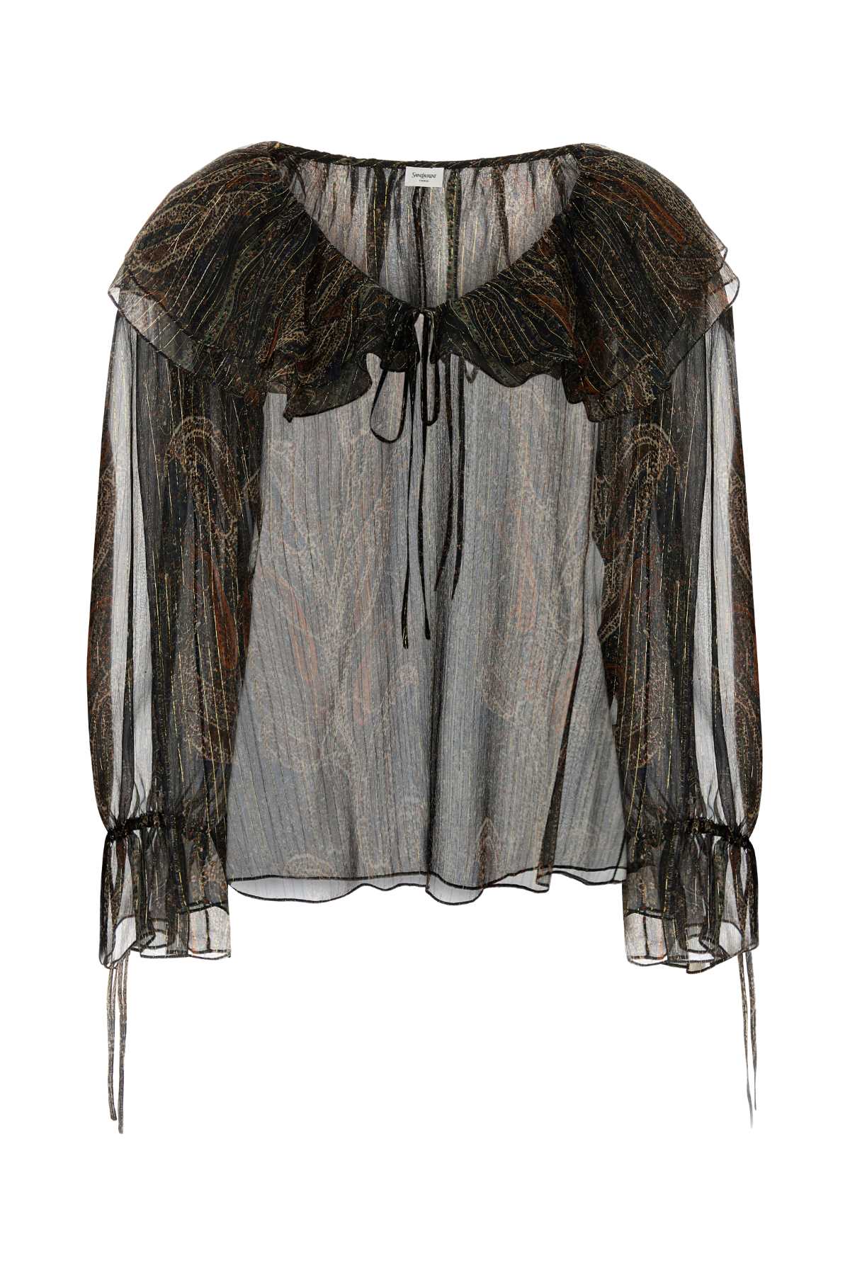 Printed Silk Blend Blouse — Multicolor