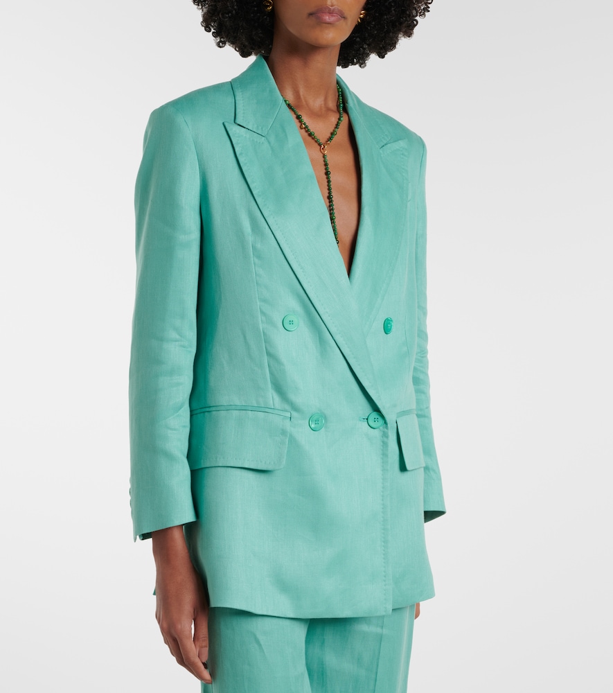 Olimpia double-breasted herringbone linen blazer