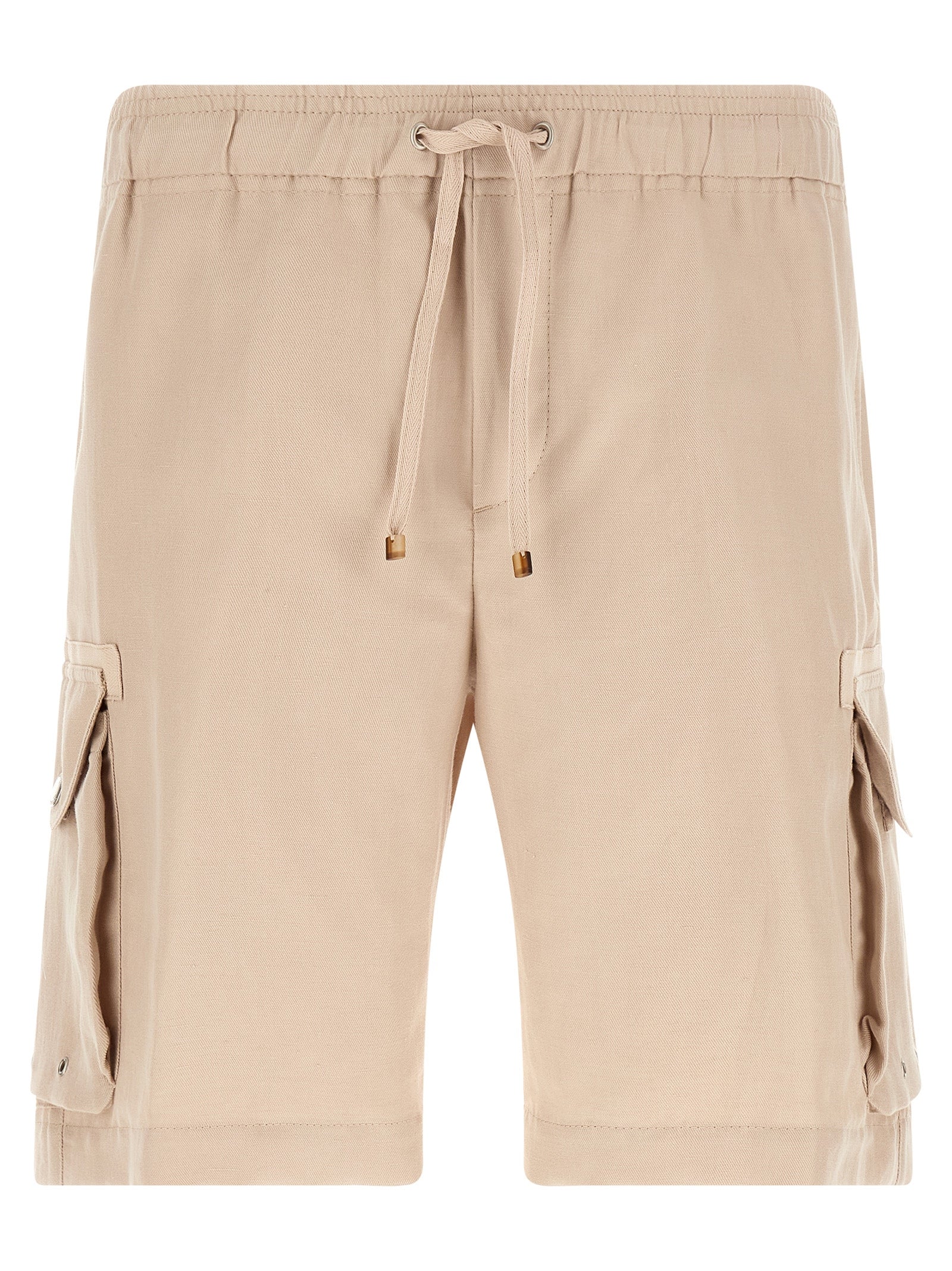 Linen and Cotton Bermuda Shorts — Beige