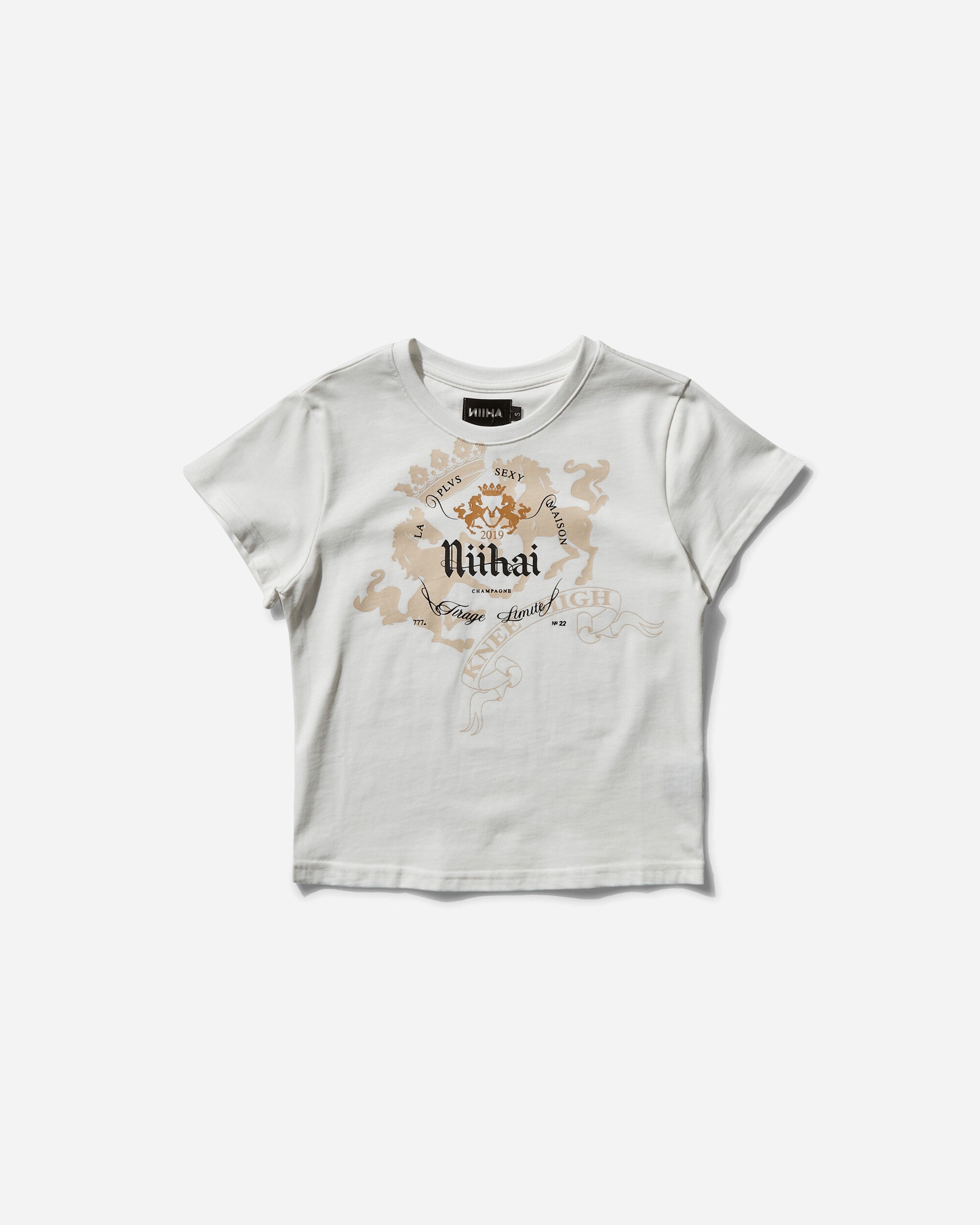 Women s Champagne Baby Tee White