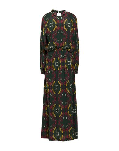 Woman Maxi dress Dark green Size L Silk