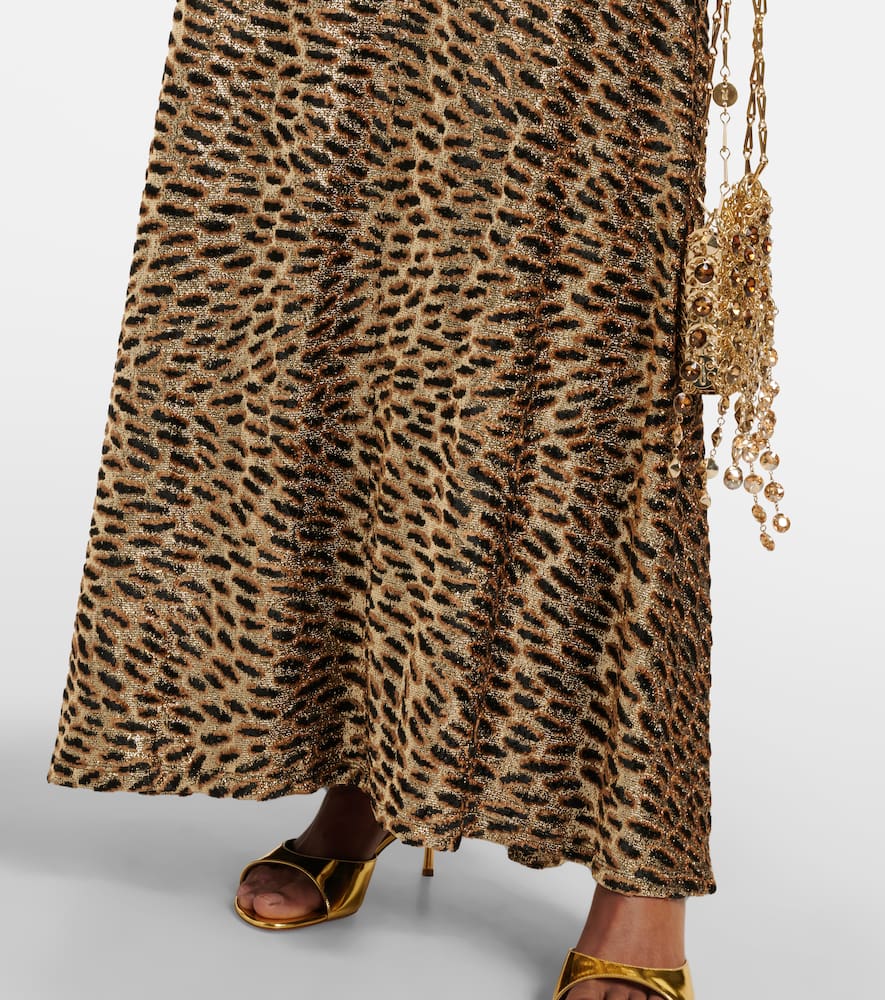 Tiger gathered lamé maxi skirt
