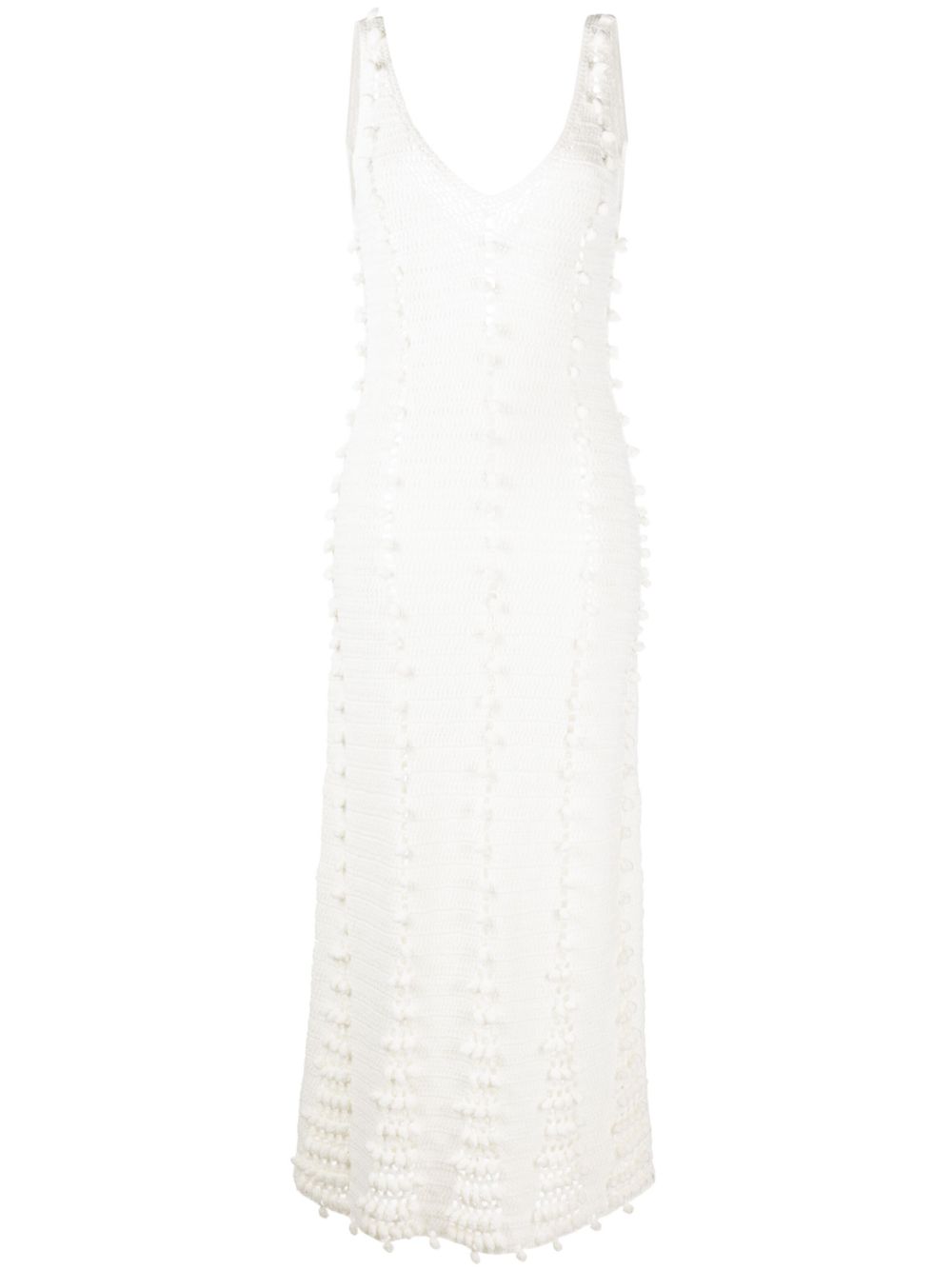 Crochet-knit dress - White