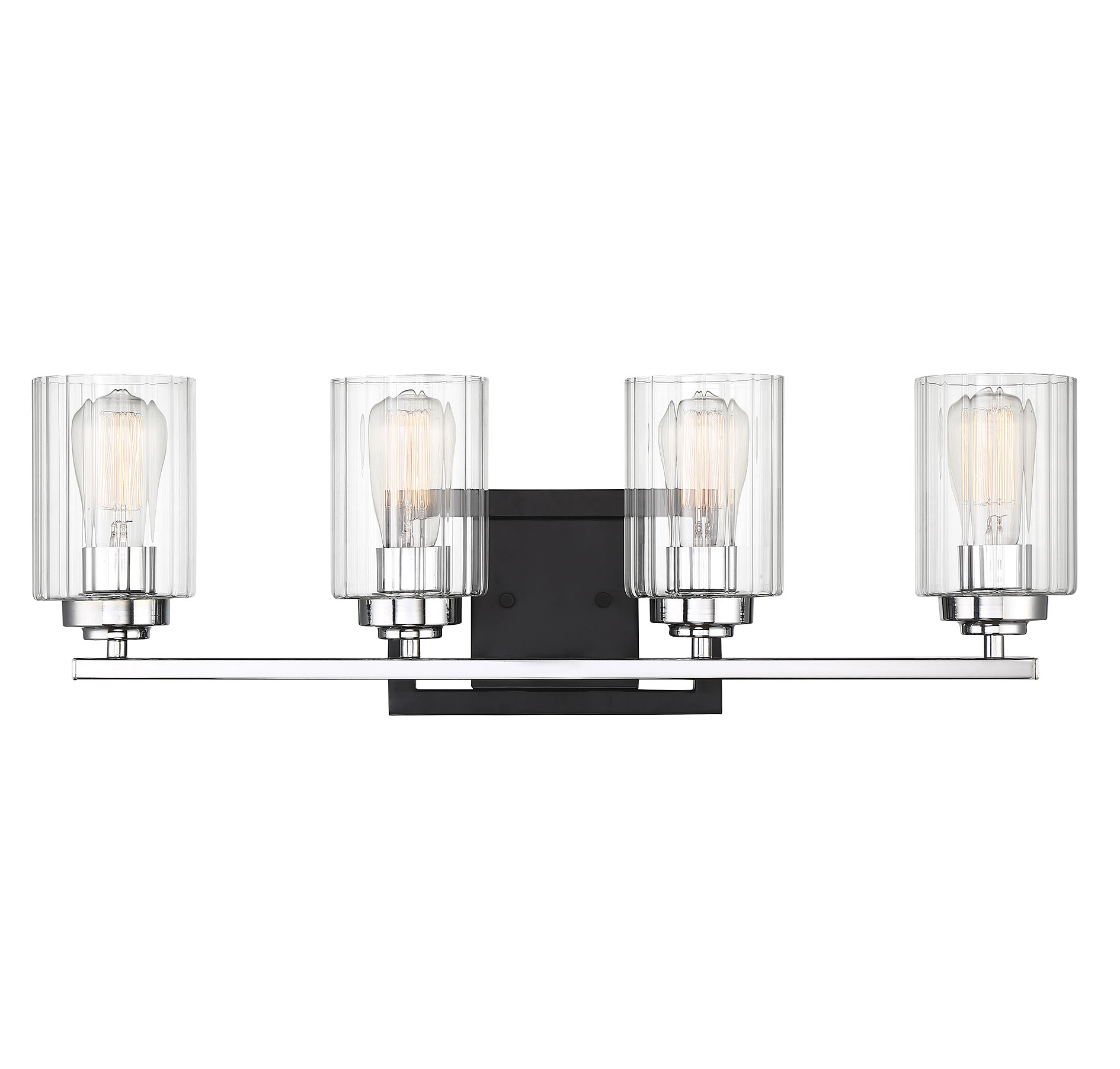 Savoy House Redmond 4-Light Bathroom Vanity Light in Matte Black with Polished Chrome Accent