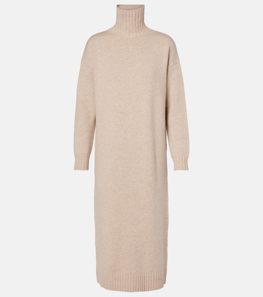 Summer turtleneck cashmere midi dress