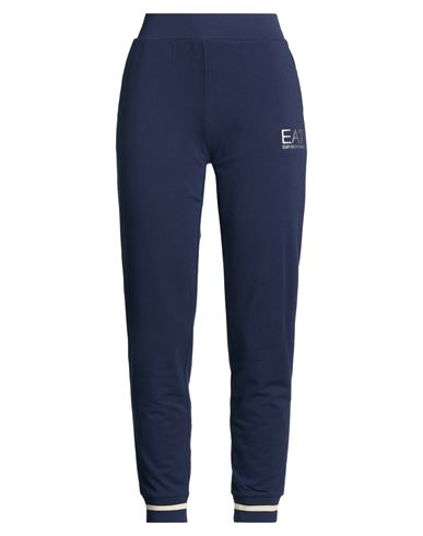 Woman Pants Navy Size S Cotton, Elastane, Polyester, Metallic fiber