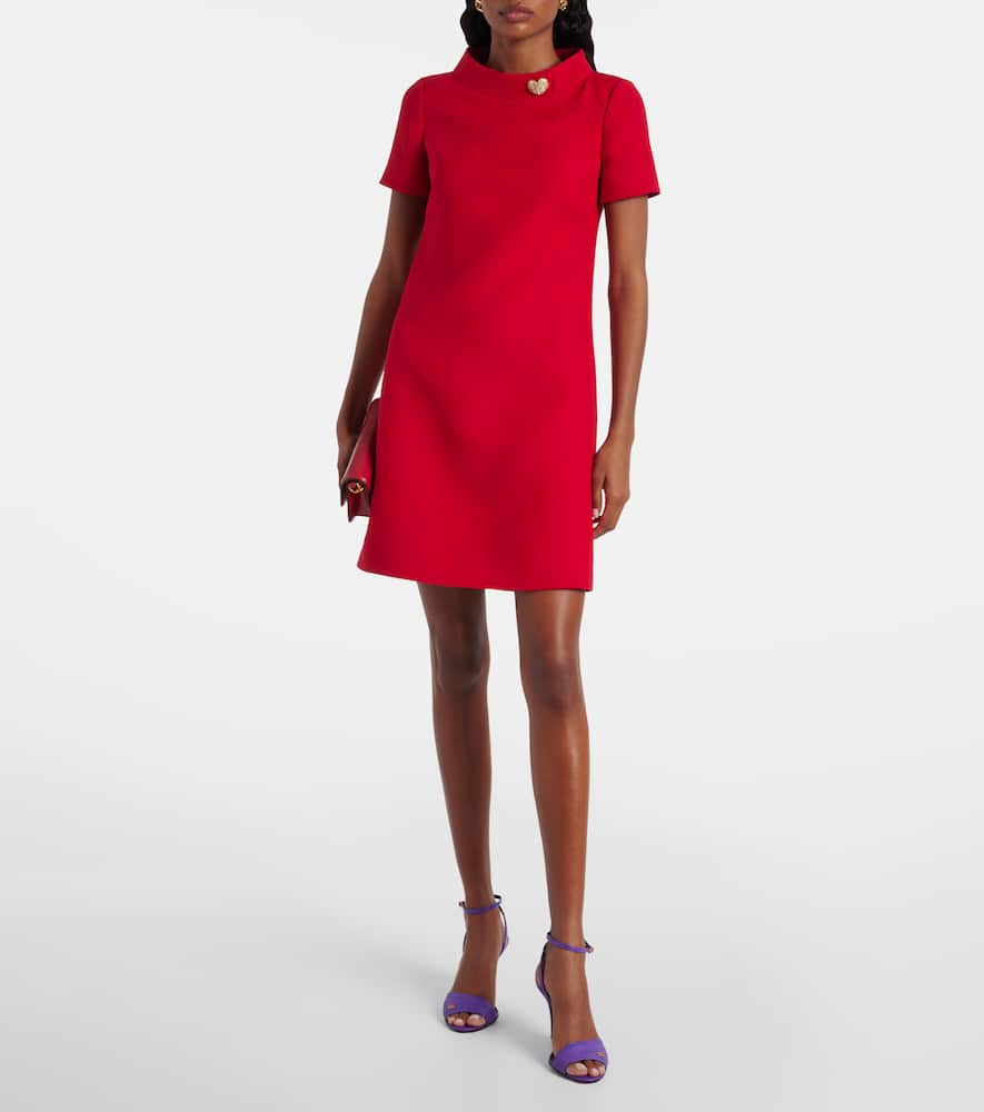 Embellished wool and silk minidress